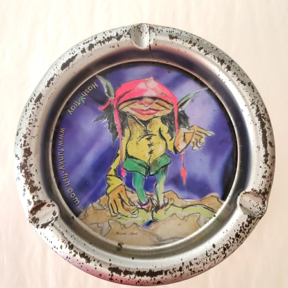 UNIQUE VINTAGE ASHTRAY Hash Tray With Lid Travel 1970s Hippy 5½
